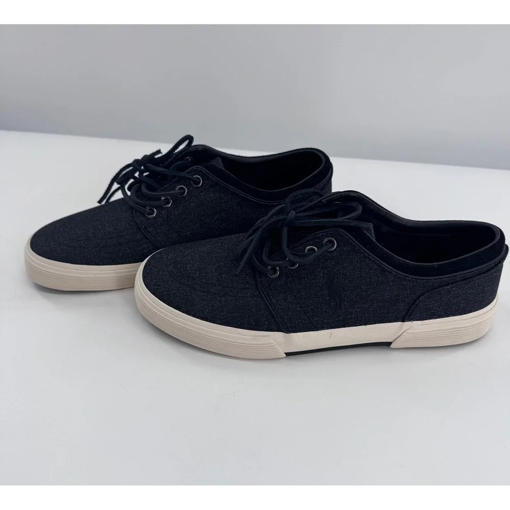 Polo Ralph Lauren Faxon Low Black Heathered Lace‎ Up Shoes Pony 8.5D New